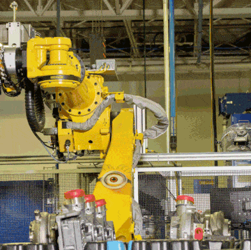 robot moving a turbocharger