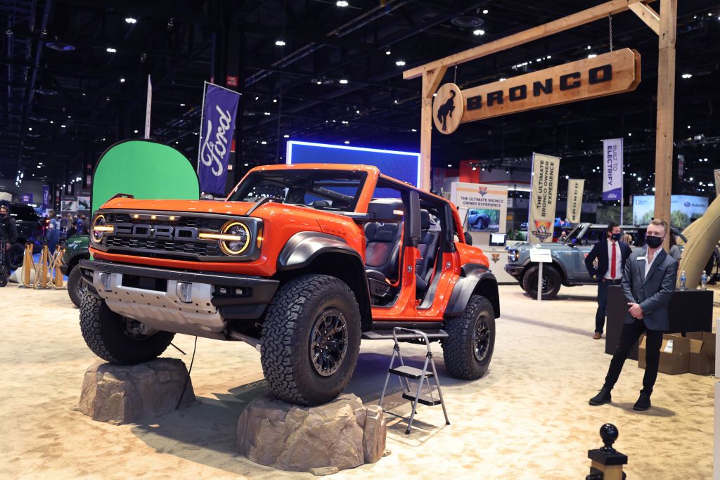chicago, illinois february 10 ford displays the bronco raptor edition at the chicago auto show at mccormick place convention center on february 10, 2022 in chicago, illinois the show, the nations largest and longest running, is open to the public february 12 21 photo by scott olsongetty images